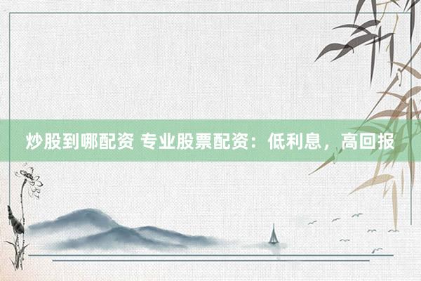 炒股到哪配资 专业股票配资：低利息，高回报