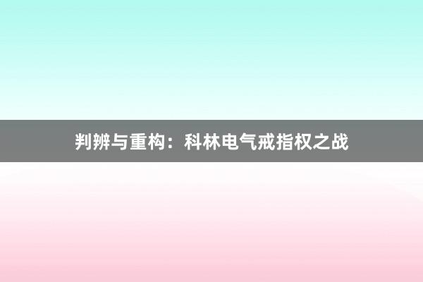 判辨与重构：科林电气戒指权之战